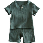 Kids’ 2-Pieces Summer Set Short Sleeve top with Shorts Set for Boys - Green / 12M - 2-pieces set