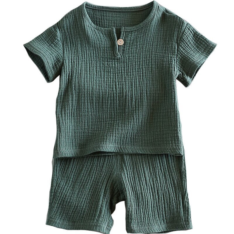 Kids’ 2-Pieces Summer Set Short Sleeve top with Shorts Set for Boys - Green / 12M - 2-pieces set