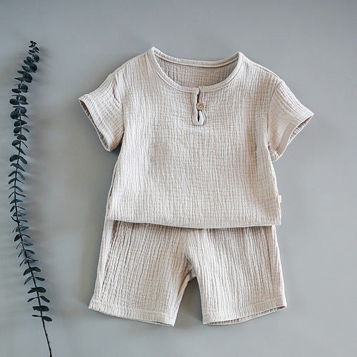 Kids’ 2-Pieces Summer Set Short Sleeve top with Shorts Set for Boys - Light Grey / 12M - 2-pieces set