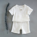 Kids’ 2-Pieces Summer Set Short Sleeve top with Shorts Set for Boys - White / 12M - 2-pieces set