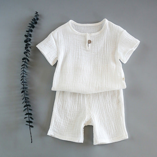 Kids’ 2-Pieces Summer Set Short Sleeve top with Shorts Set for Boys - White / 12M - 2-pieces set
