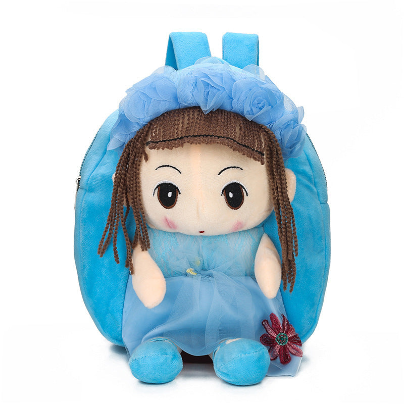 Kids’ Cartoon Canvas Doll Backpack - Flower Fairy Blue - Kids’ Backpack