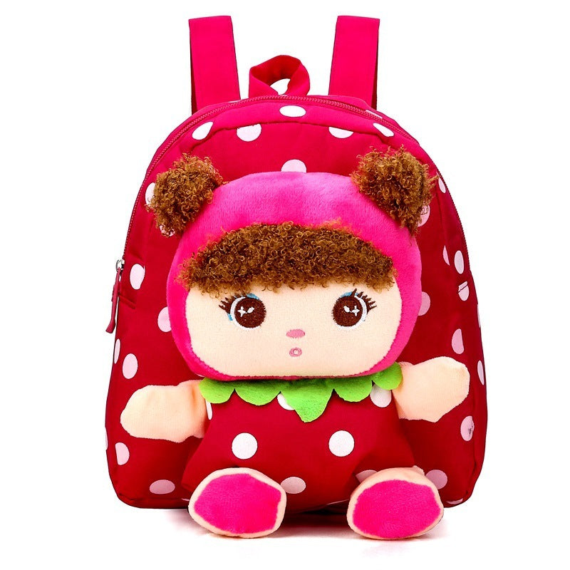 Kids’ Cartoon Canvas Doll Backpack - Mousse Rose Red - Kids’ Backpack