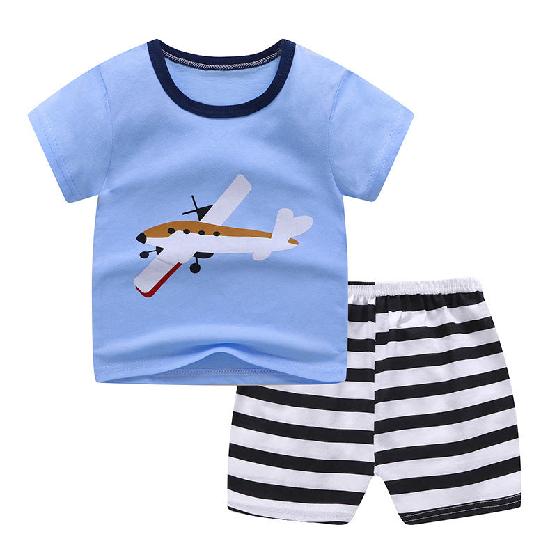 Kids’ Unisex Two-pieces Summer Suit Summer T-shirt and Shorts - Airplane / 100cm - 2-pieces set