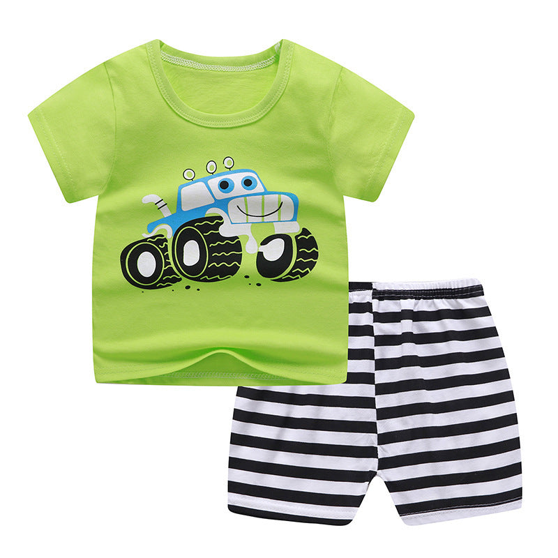 Kids’ Unisex Two-pieces Summer Suit Summer T-shirt and Shorts - Car / 100cm - 2-pieces set