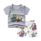 Kids’ Unisex Two-pieces Summer Suit Summer T-shirt and Shorts - Excavator / 100cm - 2-pieces set