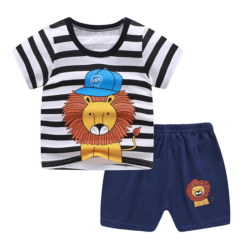 Kids’ Unisex Two-pieces Summer Suit Summer T-shirt and Shorts - Lion / 100cm - 2-pieces set