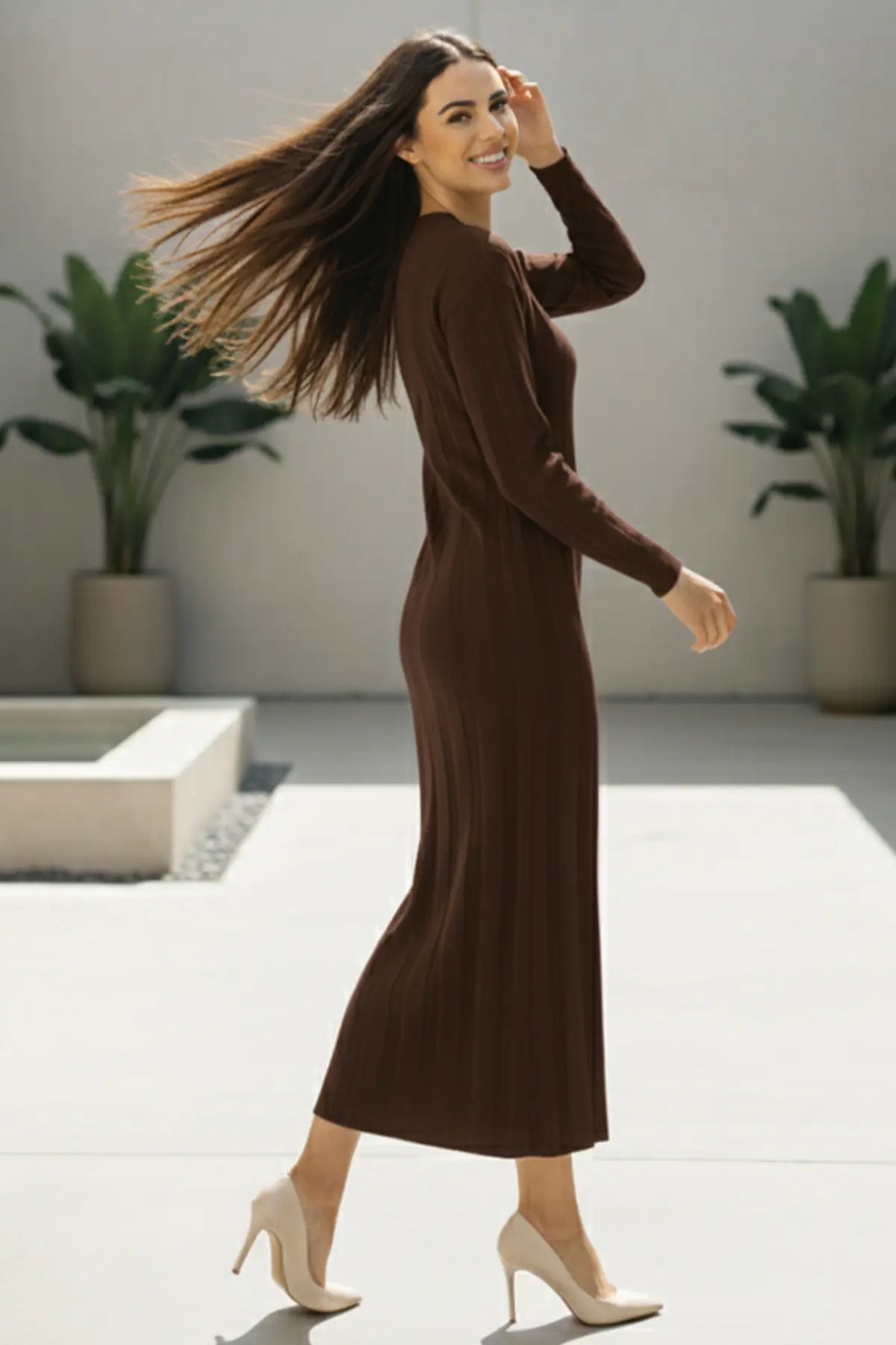 Knitwear Dress | Brown – NEOMODEST product image 2