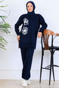Knitwear Set With Embroidery Details | Navy Blue – NEOMODEST, image 1