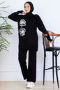 Knitwear Set With Embroidery Details | Black – NEOMODEST, image 1
