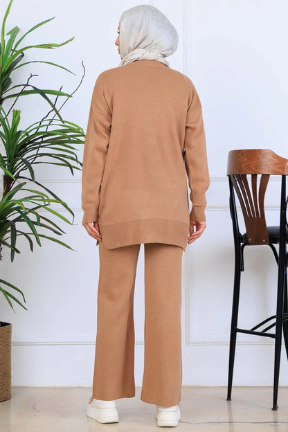 Knitwear Set With Embroidery Details | Camel – NEOMODEST, image 4