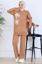 Knitwear Set With Embroidery Details | Camel – NEOMODEST, image 1