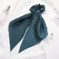 Knotted Ribbon Satin Hair Scarf Monochrome Silky Square Scarf Hair Tie Ladies’ Ponytail Hair Scrunchie - Army Green