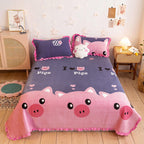 Korean Style Crystal Velvet Quilted Sheets - Pink c / 200x230cm - Bed sheets