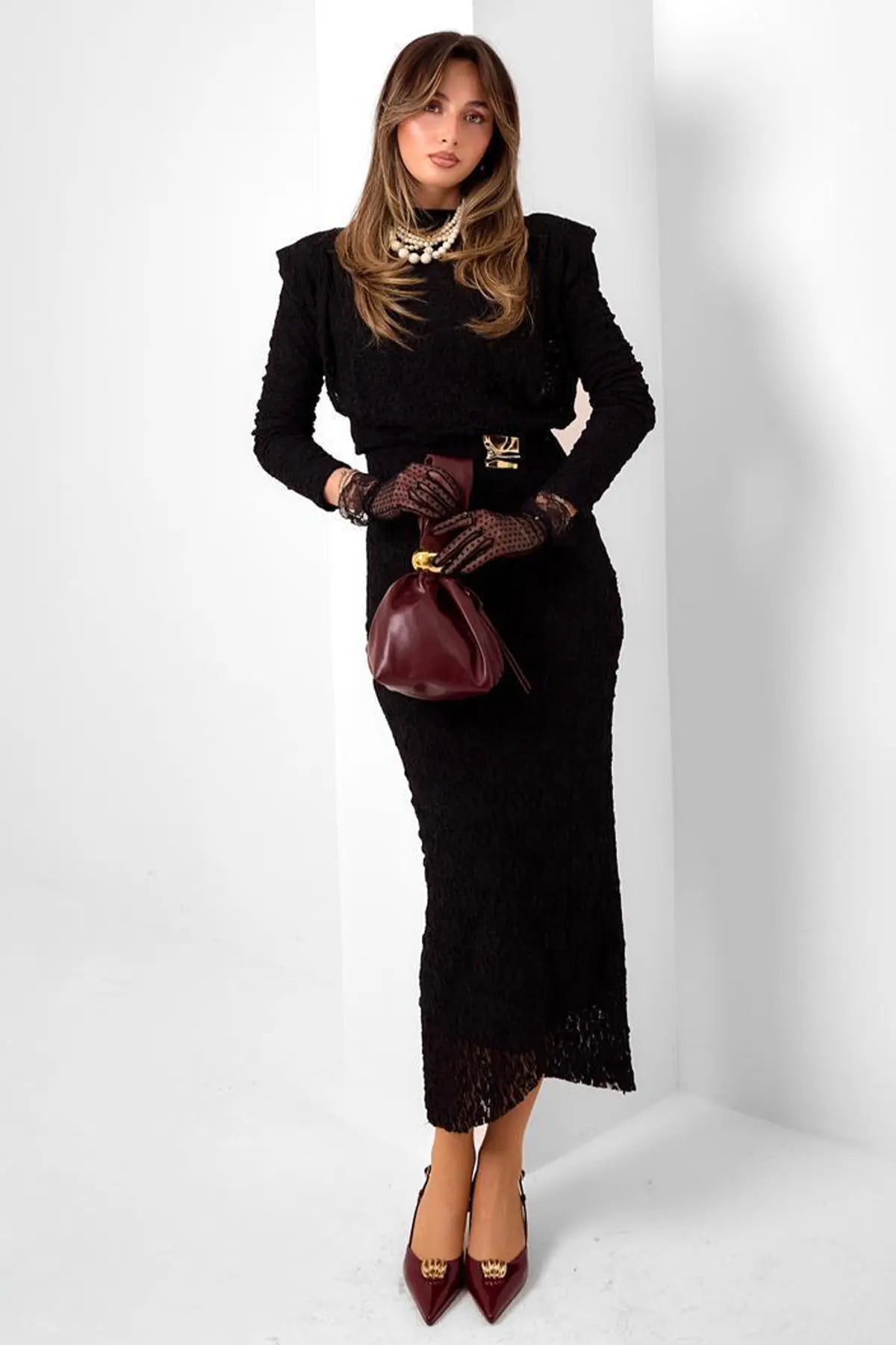Lace Dress With Buckle Detail | Black – NEOMODEST product image 4