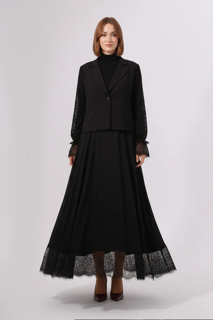 Lace Hijab Two-piece Set | Black – NEOMODEST product image 3