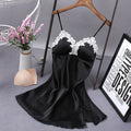 Lace Silk Suspender Nightdress With Chest Pad - Black / L - Nightdress