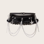 Ladies’ Dark Chain Punk Belt - Black - Fashion Belt