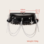 Ladies’ Dark Chain Punk Belt - Black - Fashion Belt