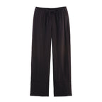 Ladies’ Linen Shirt and Wide Leg Pants Summer Outfit - Brown Pants / L