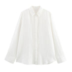 Ladies’ Linen Shirt and Wide Leg Pants Summer Outfit - White Top / L
