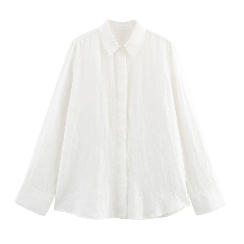 Ladies’ Linen Shirt and Wide Leg Pants Summer Outfit - White Top / L