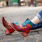 Ladies’ Retro Ethnic Boots Lace Pattern Cowboy Boots - Women’s Cowboy Boot