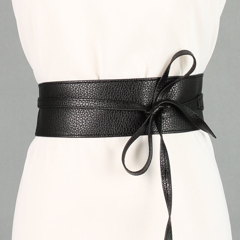 Ladies Wide Ribbon Bow Dress Belt - Black - Women’s Clothing Belt