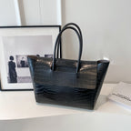 Large Capacity Patterned Handbag - Black - Bag