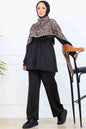 Leopard Patterned Scuba Two Piece Suit | Black – NEOMODEST, image 1