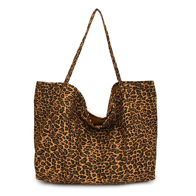 Leopard Print European And American Retro Casual Textured One-shoulder Bag - Brown
