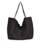 Leopard Print European And American Retro Casual Textured One-shoulder Bag - Black