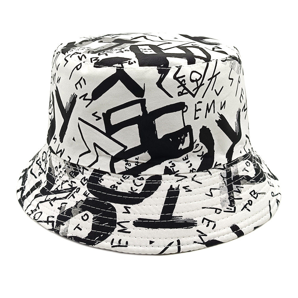 Letter Graffiti Fisherman Sun Hat - Black / M - Sun Hat