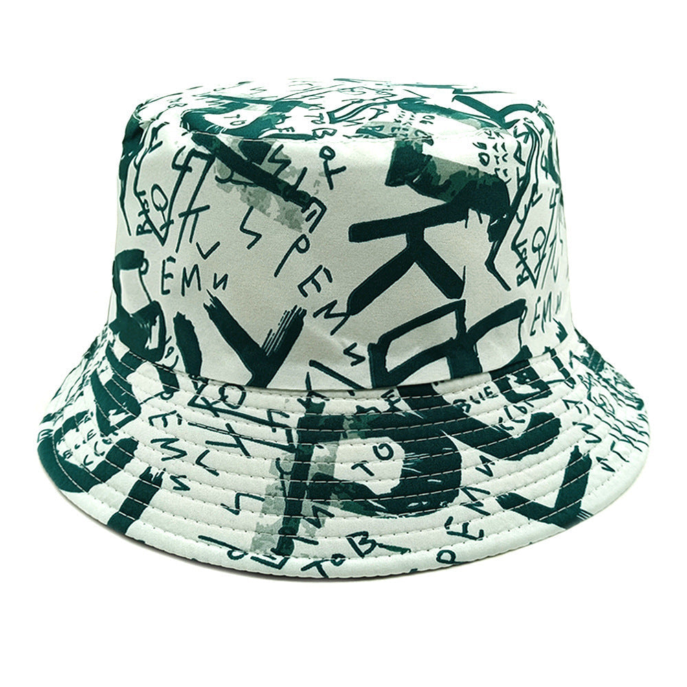 Letter Graffiti Fisherman Sun Hat - Dark Green / M - Sun Hat