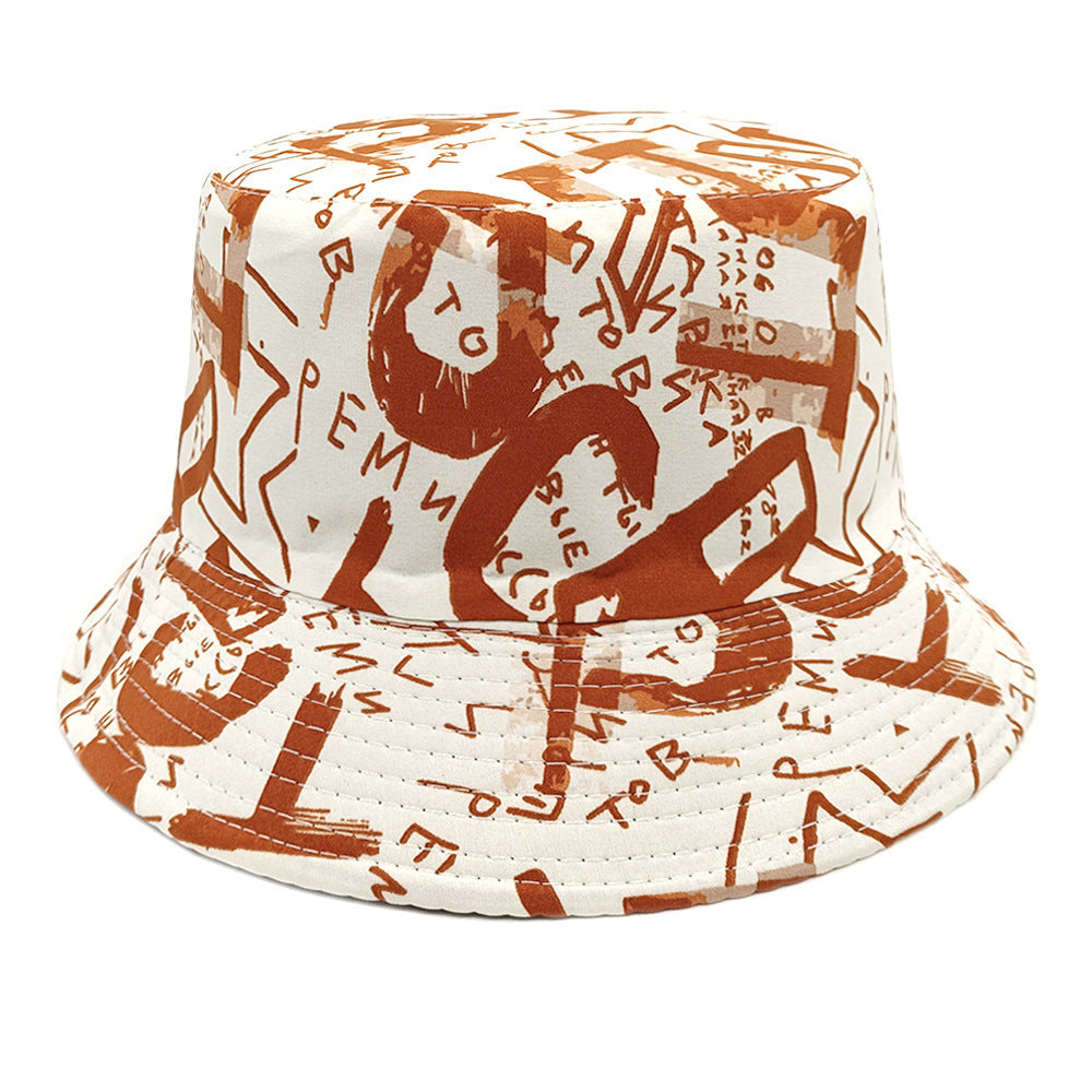 Letter Graffiti Fisherman Sun Hat - Orange / M - Sun Hat