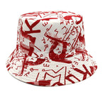Letter Graffiti Fisherman Sun Hat - Wine Red / M - Sun Hat
