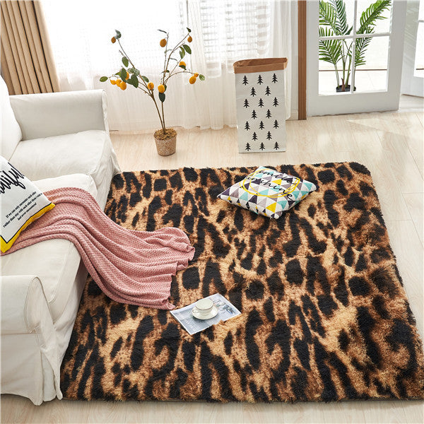 Living Room Carpet Bedroom Bedside and Under Bed Plush Blanket Elegant Floor Mat - Leopard print / 100x160cm - Floor mat