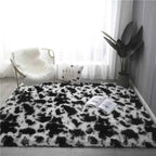 Living Room Carpet Bedroom Bedside and Under Bed Plush Blanket Elegant Floor Mat - Black and white leopard point