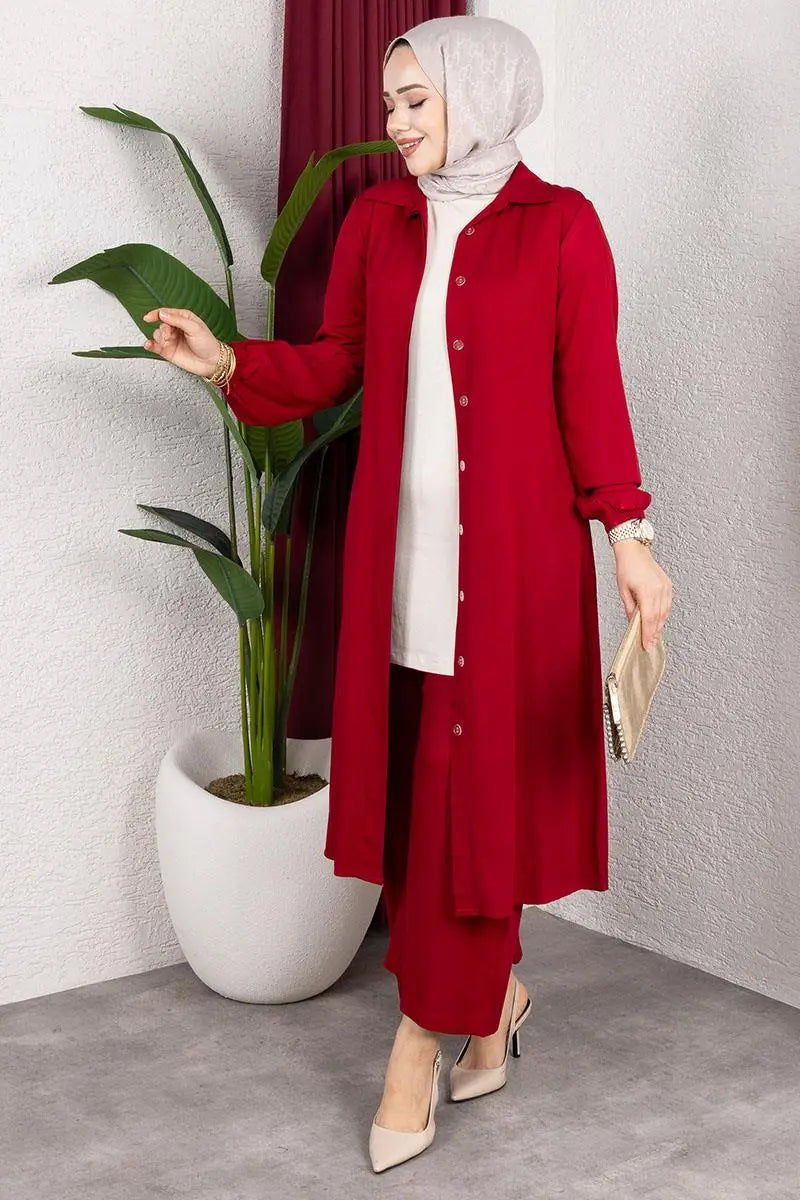 Long Hijab Suit | Red – NEOMODEST product image 2