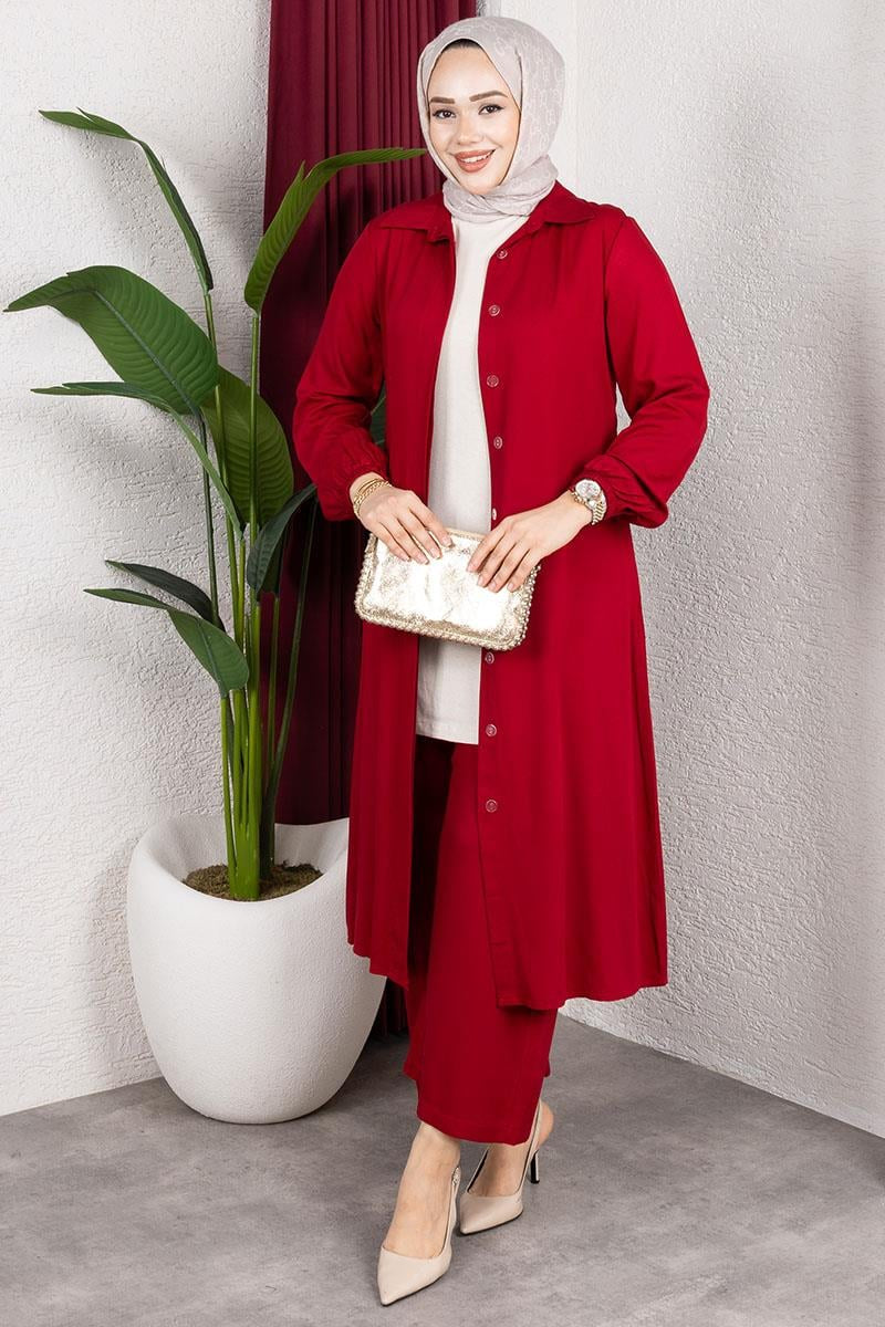 Long Hijab Suit | Red – NEOMODEST product image 1