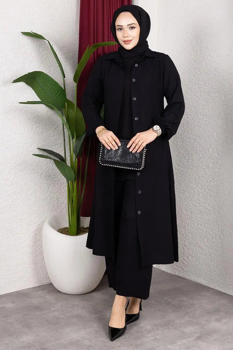 Long Hijab Suit | Black – NEOMODEST product image 2