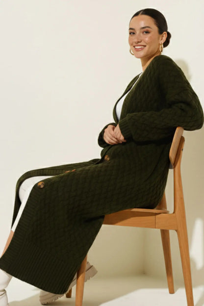 Long Knitted Cardigan With Knitted Pattern – NEOMODEST product image 2