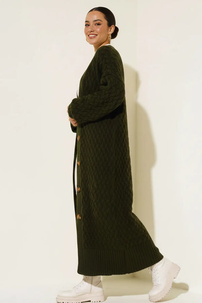 Long Knitted Cardigan With Knitted Pattern – NEOMODEST product image 3