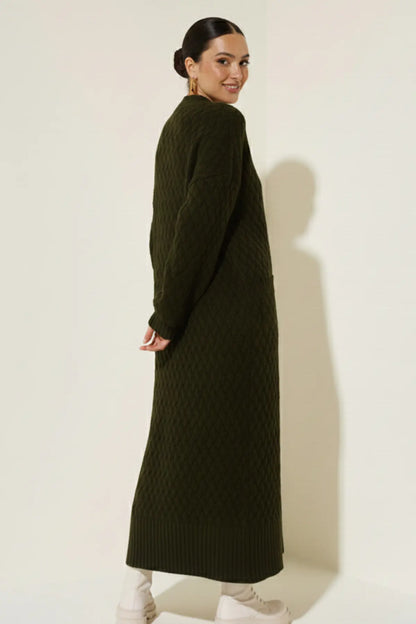 Long Knitted Cardigan With Knitted Pattern – NEOMODEST product image 4