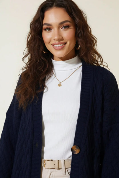 Long Knitted Cardigan With Knitted Pattern – NEOMODEST product image 4