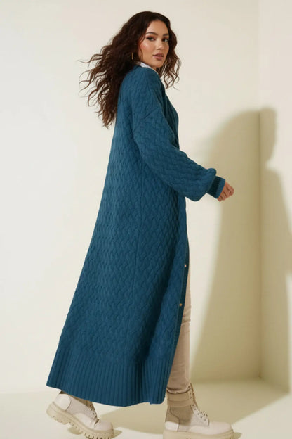 Long Knitted Cardigan With Knitted Pattern – NEOMODEST product image 3