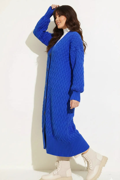 Long Knitted Cardigan With Knitted Pattern – NEOMODEST product image 3