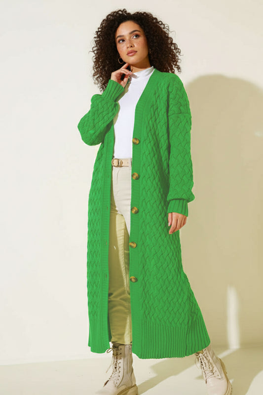 Long Knitted Cardigan With Knitted Pattern – NEOMODEST product image 1