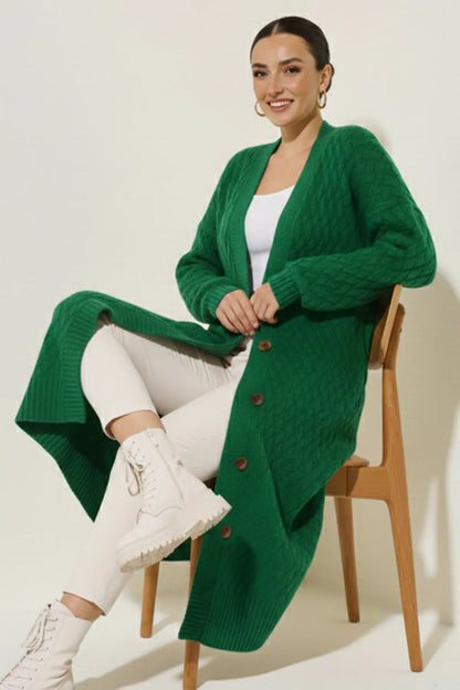 Long Knitted Cardigan With Knitted Pattern – NEOMODEST product image 4