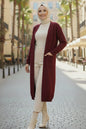 Long Knitted Cardigan With Pockets | Claret Red – NEOMODEST product image 1